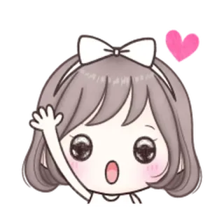 😊 fofo, menina, desenho animado, coração, acenando, kawaii, adesivo telegram sticker