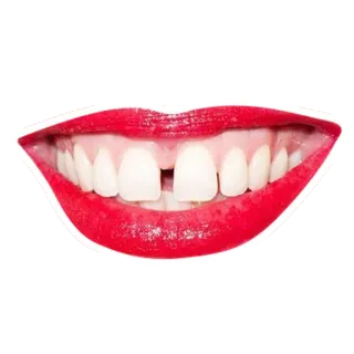 😁 usta, zęby, wargi, czerwona szminka, szpara między zębami, uśmiech whatsapp sticker