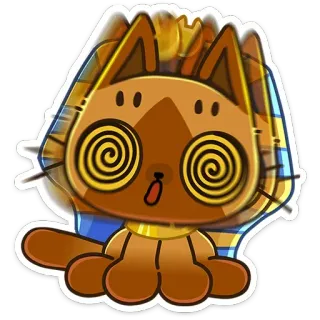 😵‍💫 cat, hypnotized, spiral eyes, cartoon, animal, sticker telegram sticker