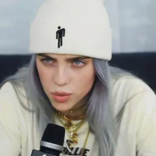 💧 Billie Eilish Billie Eilish, นักร้อง, คนดัง, หมวก, เพลง telegram sticker