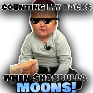 💪 Hasbulla COUNTING MY RACKS
WHEN $HASBULLA MOONS! argent, mème, internet whatsapp sticker