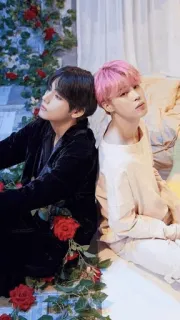 🎭 kpop, bts, jimin, v, rozen, bloemen telegram sticker