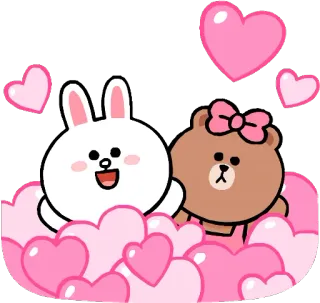 ❤️ amor, corazón, lindo, dibujos animados, conejo, oso, feliz whatsapp sticker