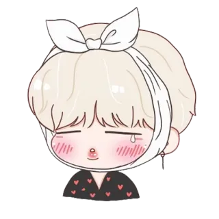 😭 Cartoon, Figur, Traurig, Verletzt, Stirnband, Herz Muster, Süß telegram sticker