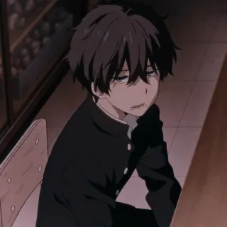 🖤 Anime, Garçon, Étudiant, Triste, Uniforme scolaire telegram sticker