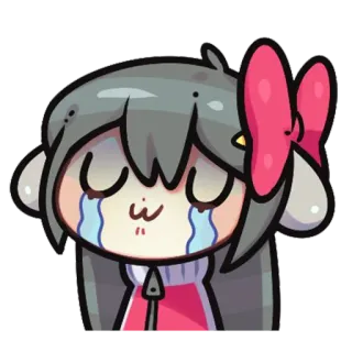 🎀 sedih, menangis, kartun, imut, air mata, pita, gadis whatsapp sticker