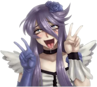 👾 Anime, Fille, Paix, Signe, Gants, Robe telegram sticker