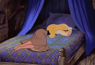 😭 Sleeping Beauty спящая, принцесса, кровать, мультфильм telegram sticker