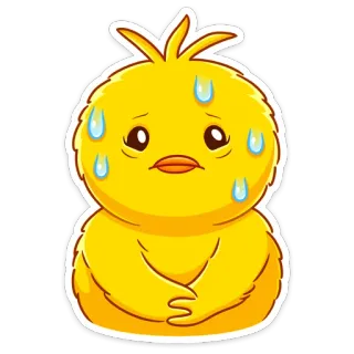 😓 kurczak, ptak, spocony, zaniepokojony, kreskówka, emotikon, żółty, słodki telegram sticker