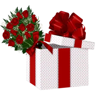 🎁 gift, roses, bouquet, present, box, love, romantic telegram sticker
