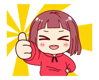 👍 Duim omhoog, Anime, Cartoon, Meisje, Leuk, Positief, Goed gedaan, Akkoord telegram sticker