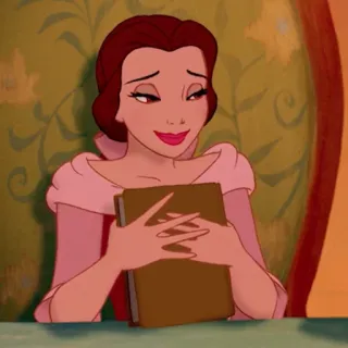 🥀 Belle Beauty and the Beast disney princess, Belle, cartoon, animated, book, reading, Beauty and the Beast telegram sticker