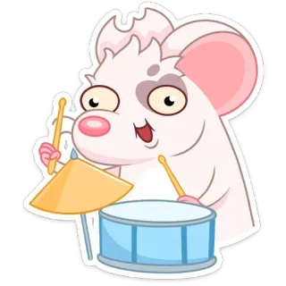🥁 мышь, барабан, музыка, мультфильм, смешной, животное, барабанщик, музыкальный инструмент telegram sticker