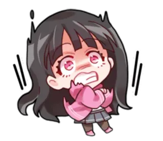 😰 аниме девочка, чиби, испуганный, в шоке telegram sticker