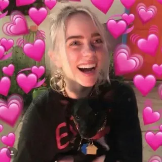 😂 Billie Eilish Billie Eilish, singer, heart, pop, celebrity, dog telegram sticker