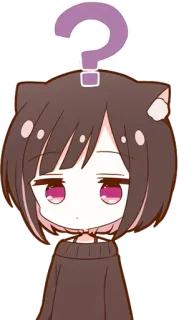 😳 Anime, Frage, Katzenohren, Cartoon, Sticker, Charakter telegram sticker