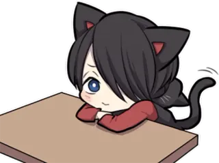 🙁 Katze, süß, Anime, Chibi, kawaii, Katzenohren, digitale Kunst, Cartoon telegram sticker