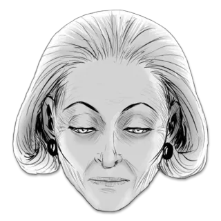 😔 retrato, mujer, cara, blanco y negro, arte, ilustración whatsapp sticker