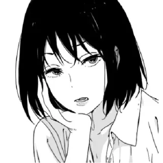 🙄 Anime, Manga, Fille, Illustration, Noir et blanc telegram sticker