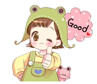 👍 Good lindo, chica, rana, pulgar arriba, anime, kawaii, sticker telegram sticker