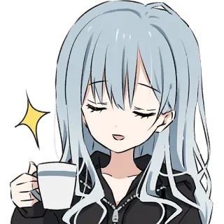☕️ 动漫, 女孩, 咖啡, 可爱, 放松, 卡哇伊, 漫画 whatsapp sticker