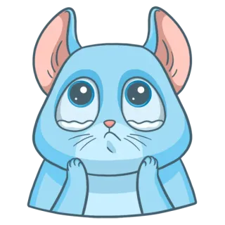 😢 sad, crying, blue, chinchilla, cute, cartoon telegram sticker
