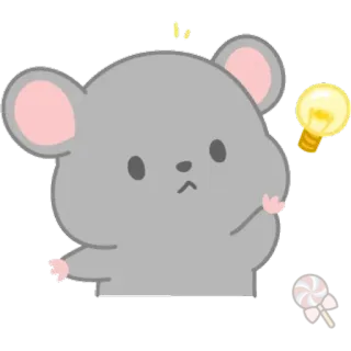 🐀 мышь, милый, лампочка, мультфильм, животное, наклейка telegram sticker