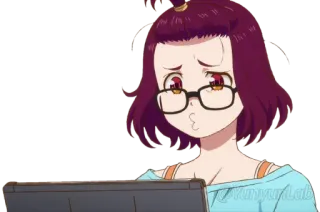 😗 Anime, Wanita, Karakter, Kacamata, Kartun telegram sticker