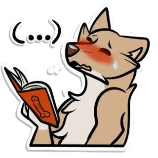 💧 ... dog, animal, reading, book, cartoon telegram sticker