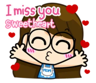 😚 I miss you Sweetheart love, miss you, sweetheart, cute, hearts, cartoon, affection whatsapp sticker