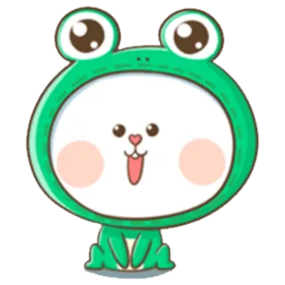 😄 rana, lindo, dibujos animados, animal, verde, mascota, kawaii, pegatina whatsapp sticker