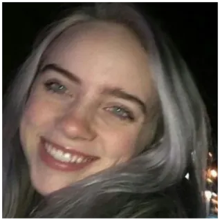 😀 Billie Eilish 歌手, 比莉·艾利什, 音乐人, 肖像, 名人, 灰发 telegram sticker