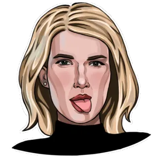😝 dibujo animado, mujer, cara, lengua, rubia telegram sticker