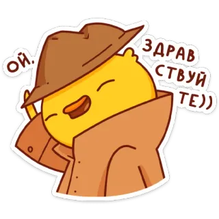 😬 Ой. Здравствуйте)) Desenho animado, Pássaro, Detetive, Engraçado, Saudação whatsapp sticker