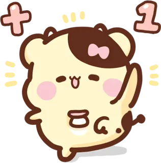 ➕ +1 cute, hamster, adorable, kawaii, happy, plus one, positive telegram sticker