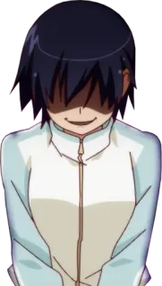 😈 anime, character, smiling, dark, school uniform telegram sticker