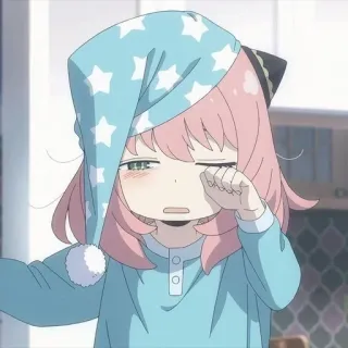 😪 Anya Spy x Family Anime, Cartoon, Kind, Slaperig, Schattig, Fanart telegram sticker