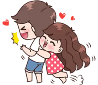 ☺️ dessin animé, câlin, amour, couple, romance, mignon telegram sticker