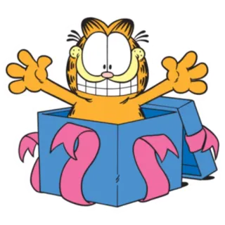 🎁 Garfield Garfield, desenho animado, gato, presente, brinde, caixa, humor, laranja telegram sticker