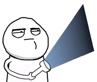 🔦 meme, flashlight, cartoon, drawing, character whatsapp sticker