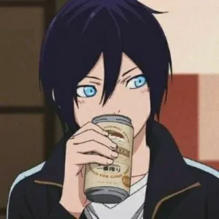 🥤 Yato Noragami 一番搾り Аниме, Персонаж, Пьет, Япония, Noragami, Ято telegram sticker
