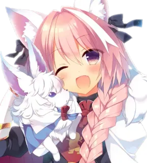 😄 Animé, Mignon, Oreilles, Animal de compagnie, Mascotte telegram sticker