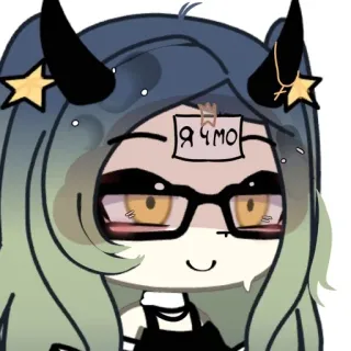 😄 Я ЧМО Chica anime, Demonio, Gafas, Dibujos animados whatsapp sticker