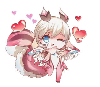 😉 mignon, cœur, chibi, kawaii, dessin animé, animal whatsapp sticker