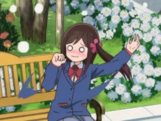 😅 anime, school uniform, excited, bench, cartoon telegram sticker