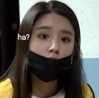 😲 ha? 女人, 表情, 问题, 困惑, 面具, 韩国, 亚洲 whatsapp sticker
