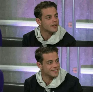 😁 Rami Malek man, actor, celebrity, smiling, happy telegram sticker