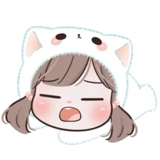 🍥 sonolento, fofo, desenho, menina, cansada, bocejo, anime whatsapp sticker