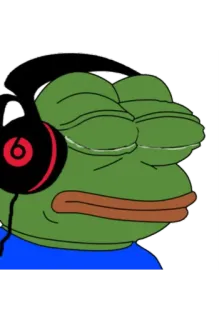 😭 Pepe the Frog Pepe, Żaba, Słuchawki, Muzyka, Meme telegram sticker