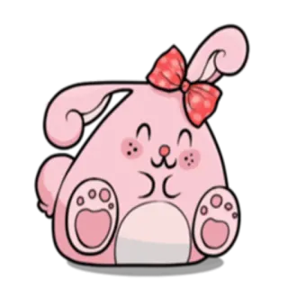 🙂 conejo, conejito, lindo, rosa, dibujos animados, animal, kawaii telegram sticker